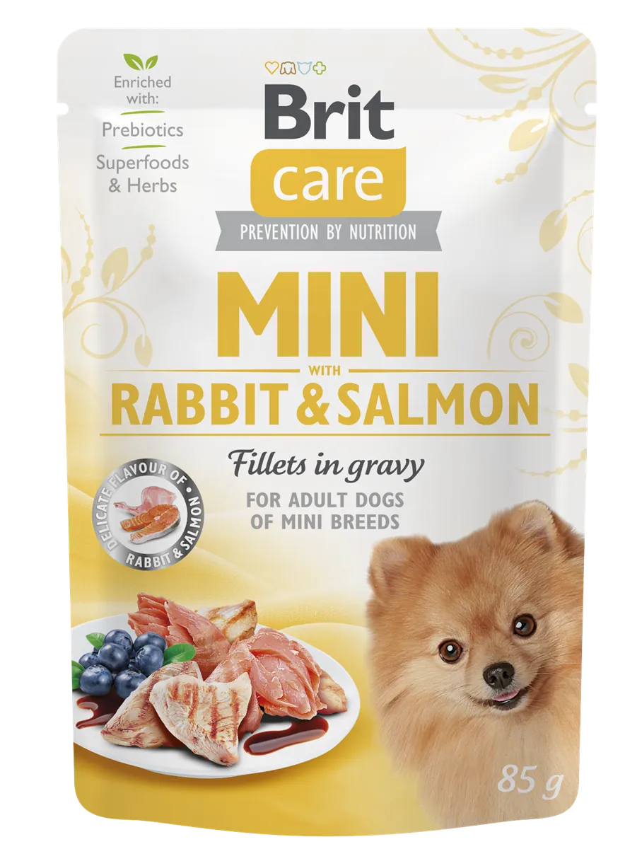 Brit Care Mini Irk Yetişkin Köpekler İçin Sos İçinde Tavşan Etli & Somon Balıklı Fileto Parçaları 85 gr 1